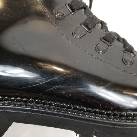 Circus by Sam Edelman Women's Black Lace Up Lug Sole Shiny Rubber Rain Boots 9 - Picture 7 of 11